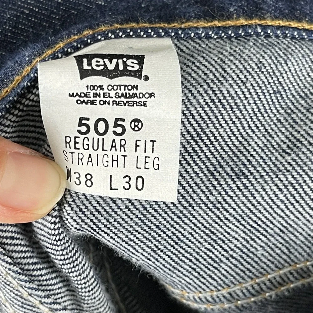 VTG Levis 505 Jeans Mens 38x30 Dark‎ Wash Regular Fit Straight Deadstock Y2K NEW